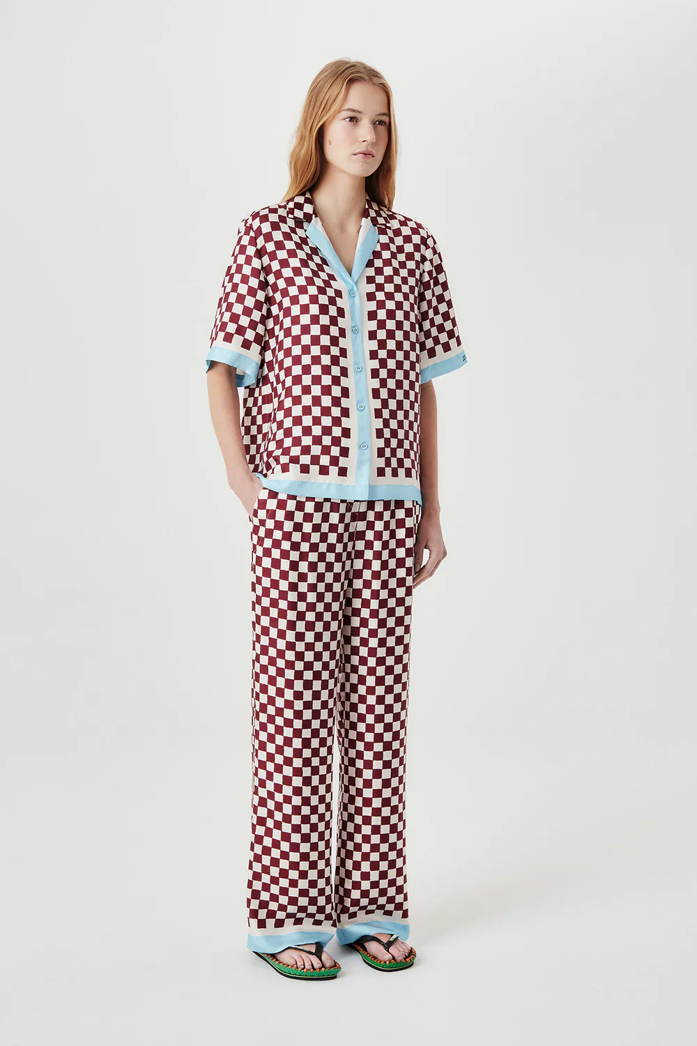 CHECKERED SILK TROUSERS - Image 4