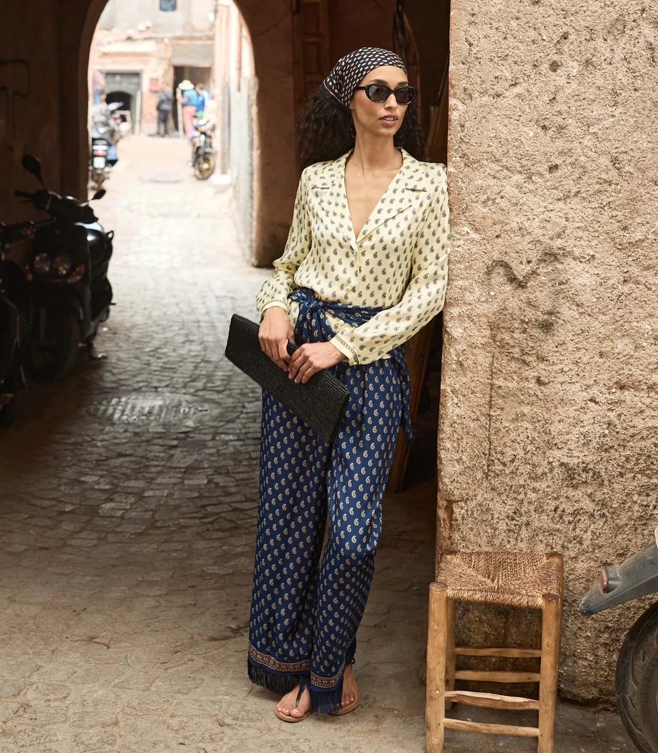 LAVON FRINGE PANT -  BLEU TAORMINA PAISLEY - Image 3