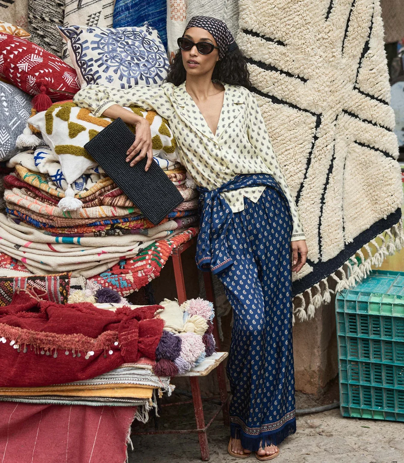 LAVON FRINGE PANT -  BLEU TAORMINA PAISLEY - Image 4