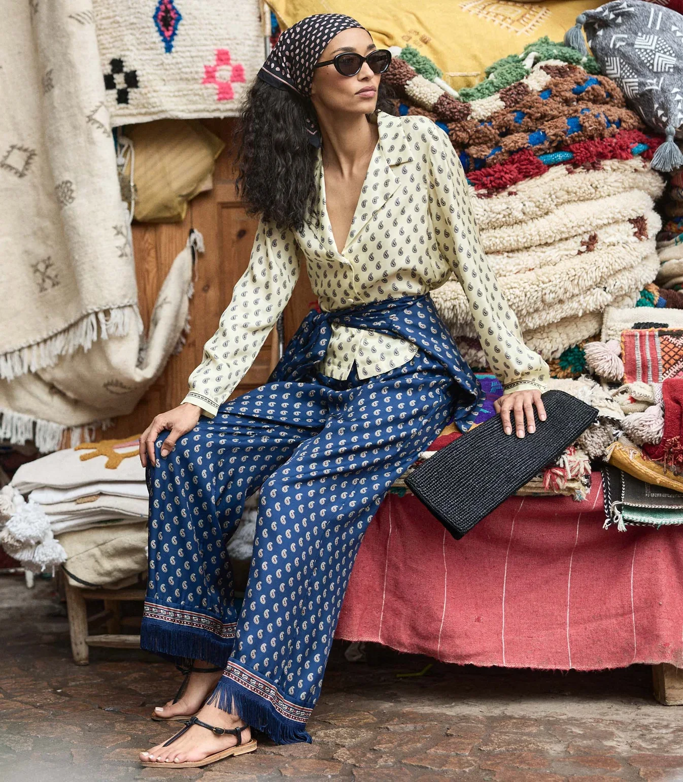 LAVON FRINGE PANT -  BLEU TAORMINA PAISLEY - Image 5