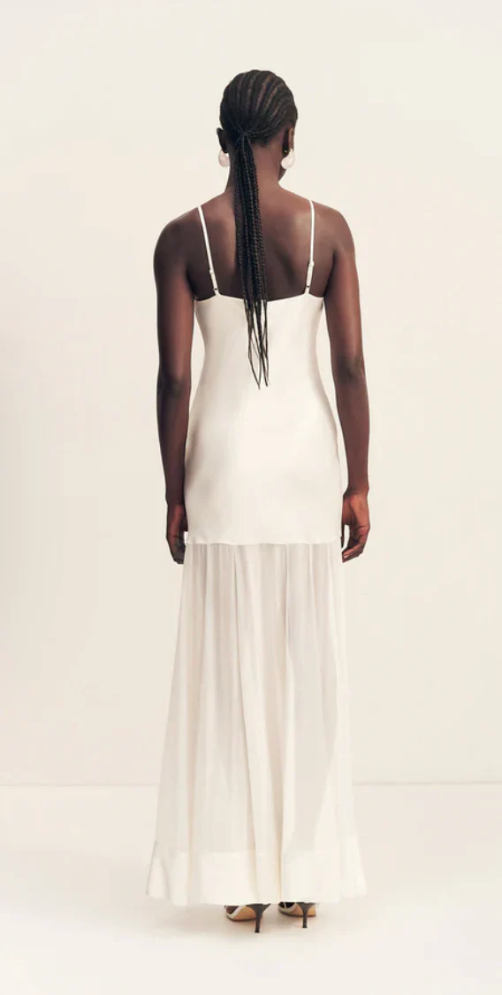 MORAYA PLUNGED MAXI DRESS - IVORY - Image 6
