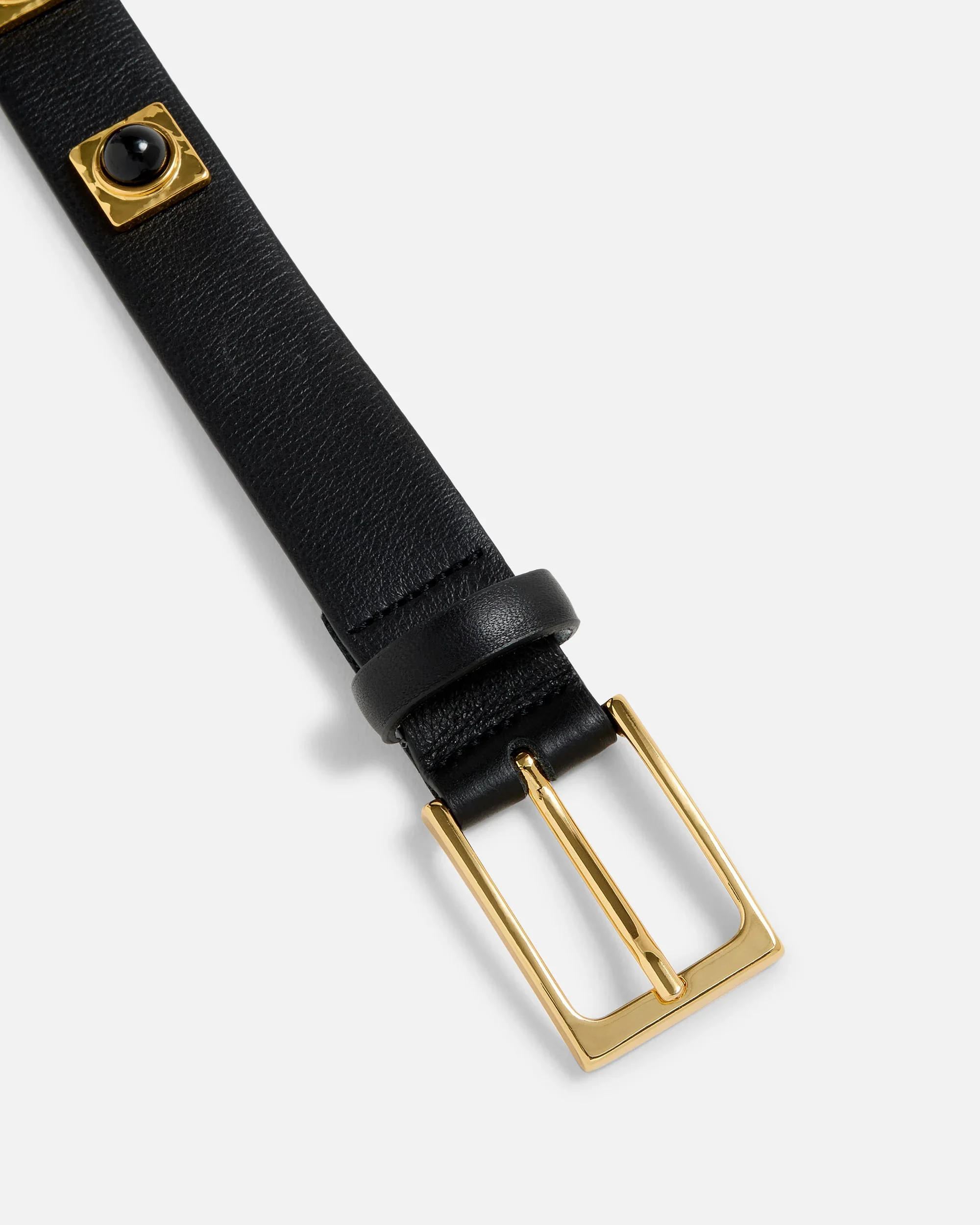 NO. 2 BELT - BLACK LEATHER & GOLD STUDDED - Image 5