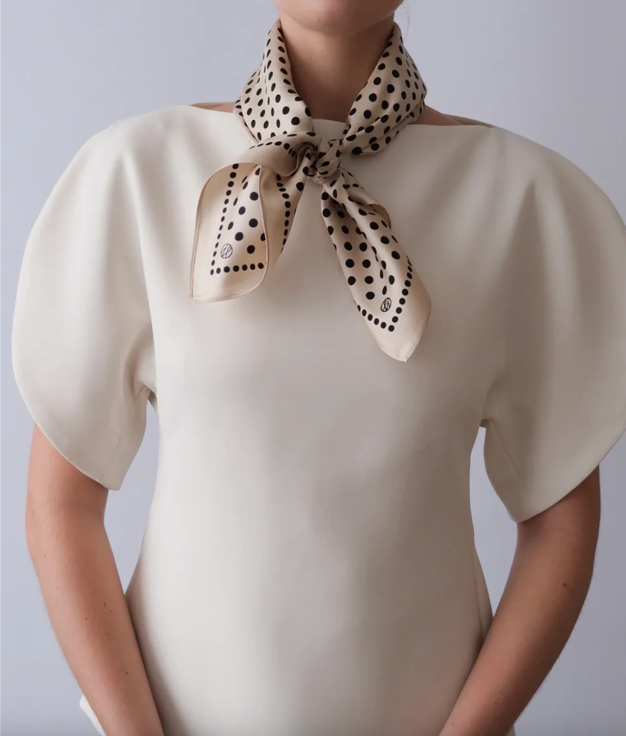 POLKA DOT SCARF - SAND - Image 3