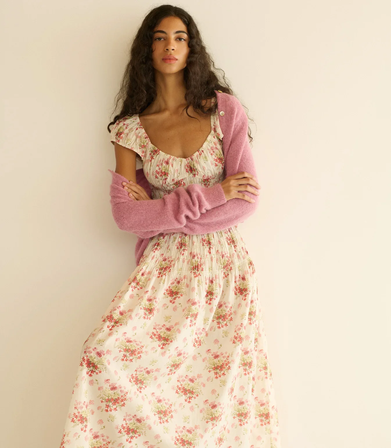 QUINETTE DRESS - IVORY LANTANA FLORAL - Image 3
