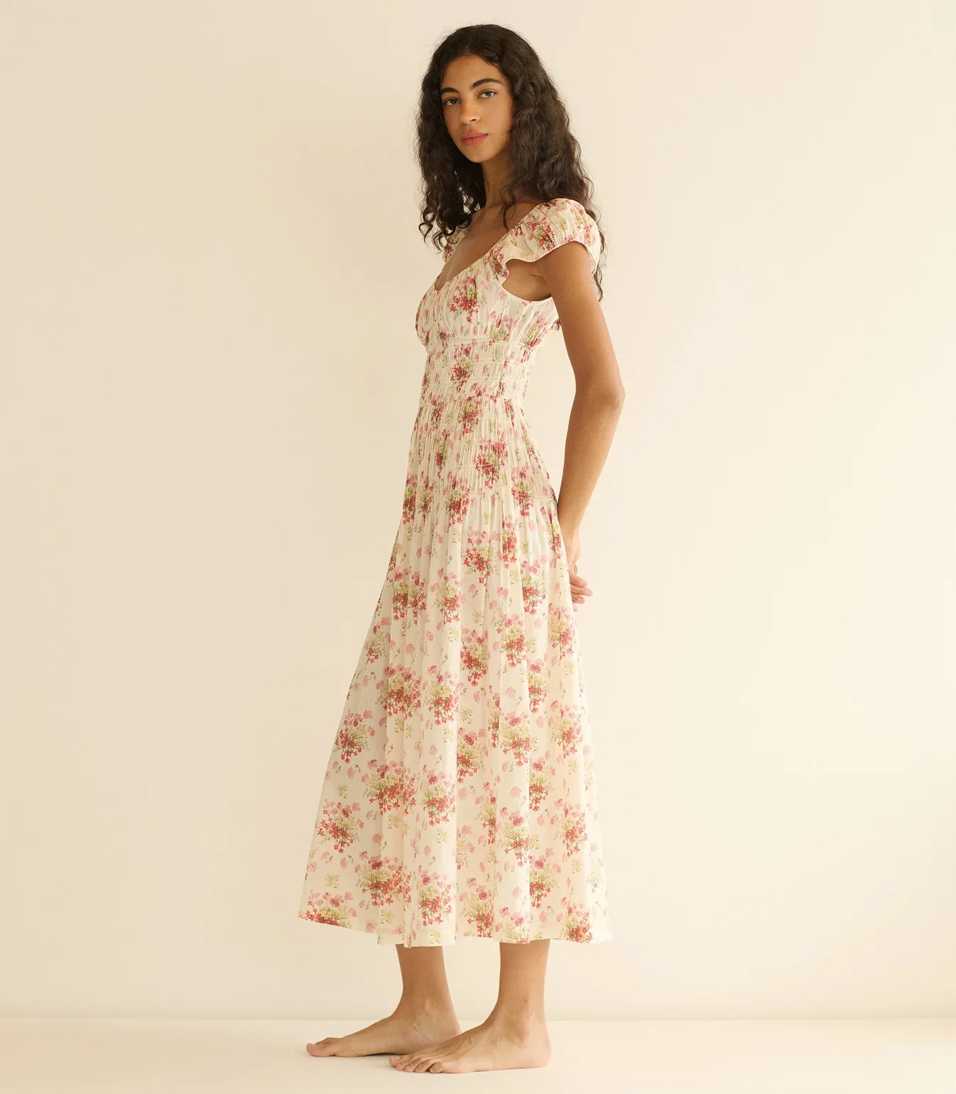 QUINETTE DRESS - IVORY LANTANA FLORAL - Image 6