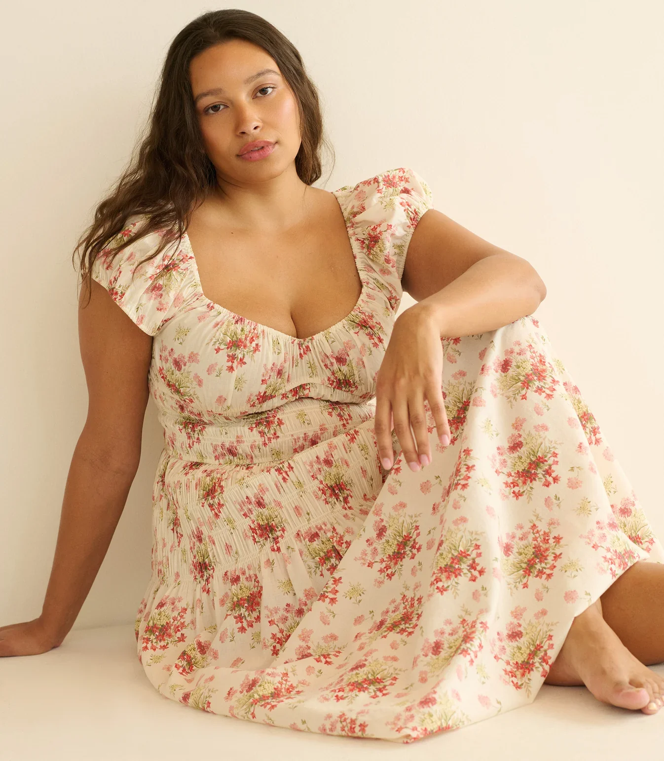 QUINETTE DRESS - IVORY LANTANA FLORAL - Image 7