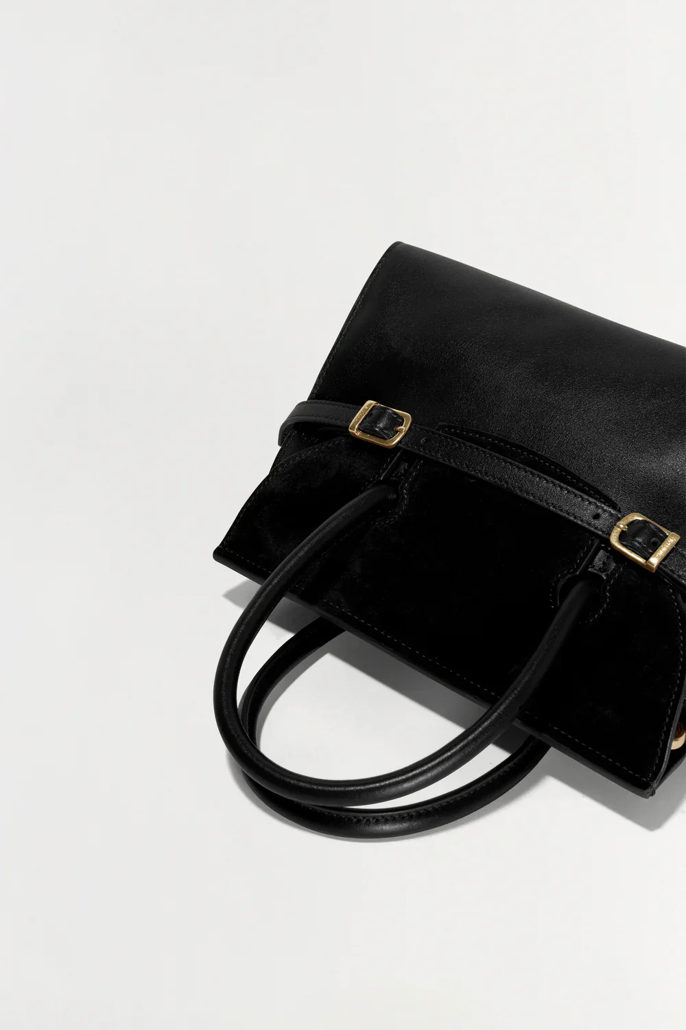 RIVER MINI SUEDE HANDLE BAG - BLACK - Image 3