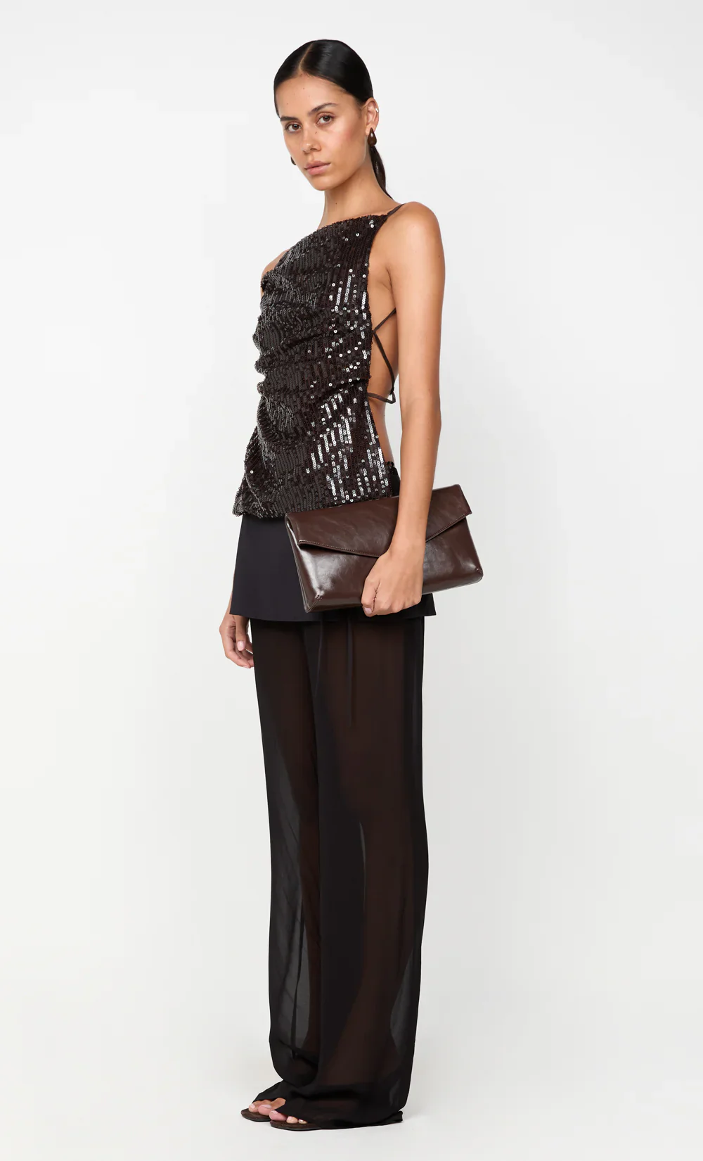 ROMILLY TIE TOP - CHOCOLATE - Image 3
