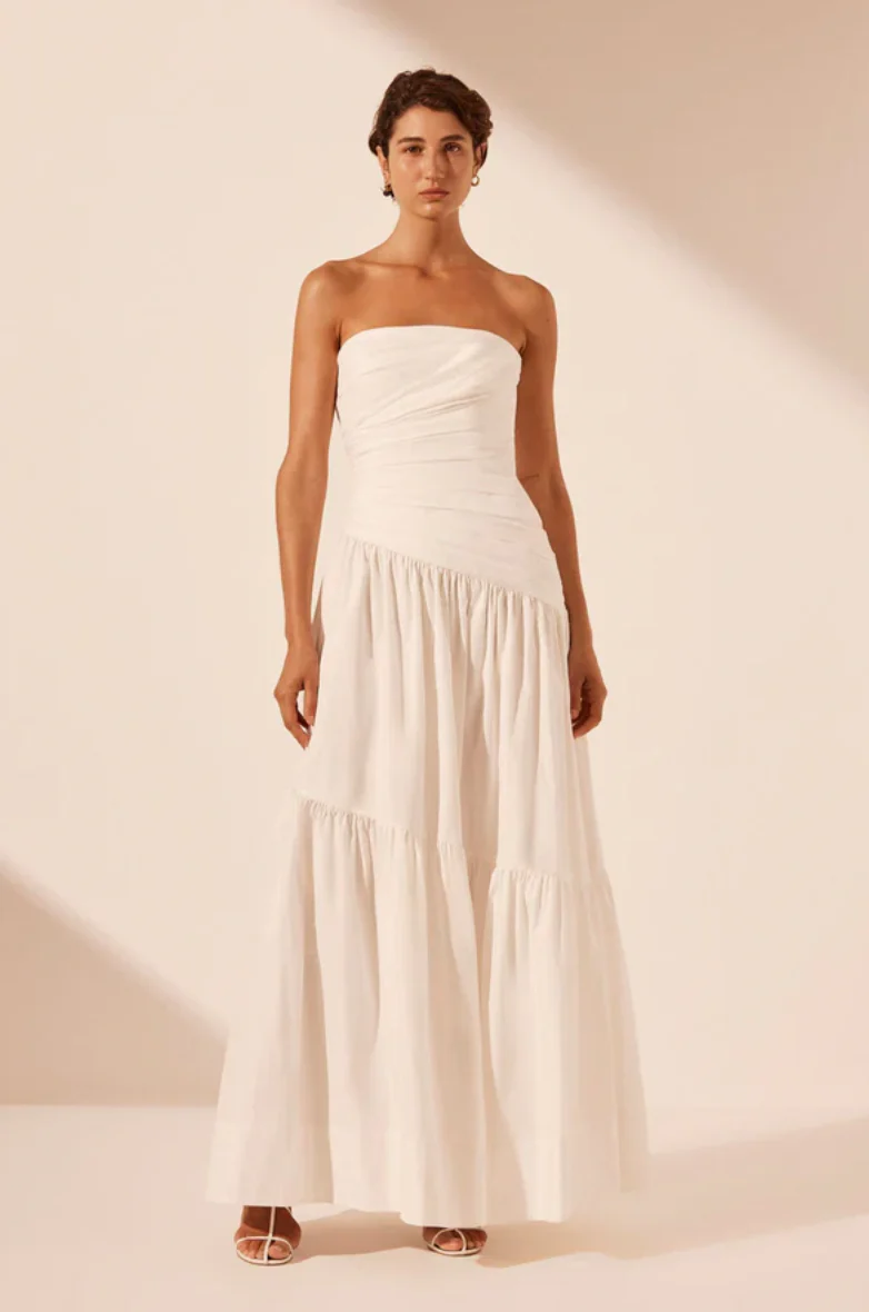 MAIORI STRAPLESS TIERED MAXI DRESS - IVORY