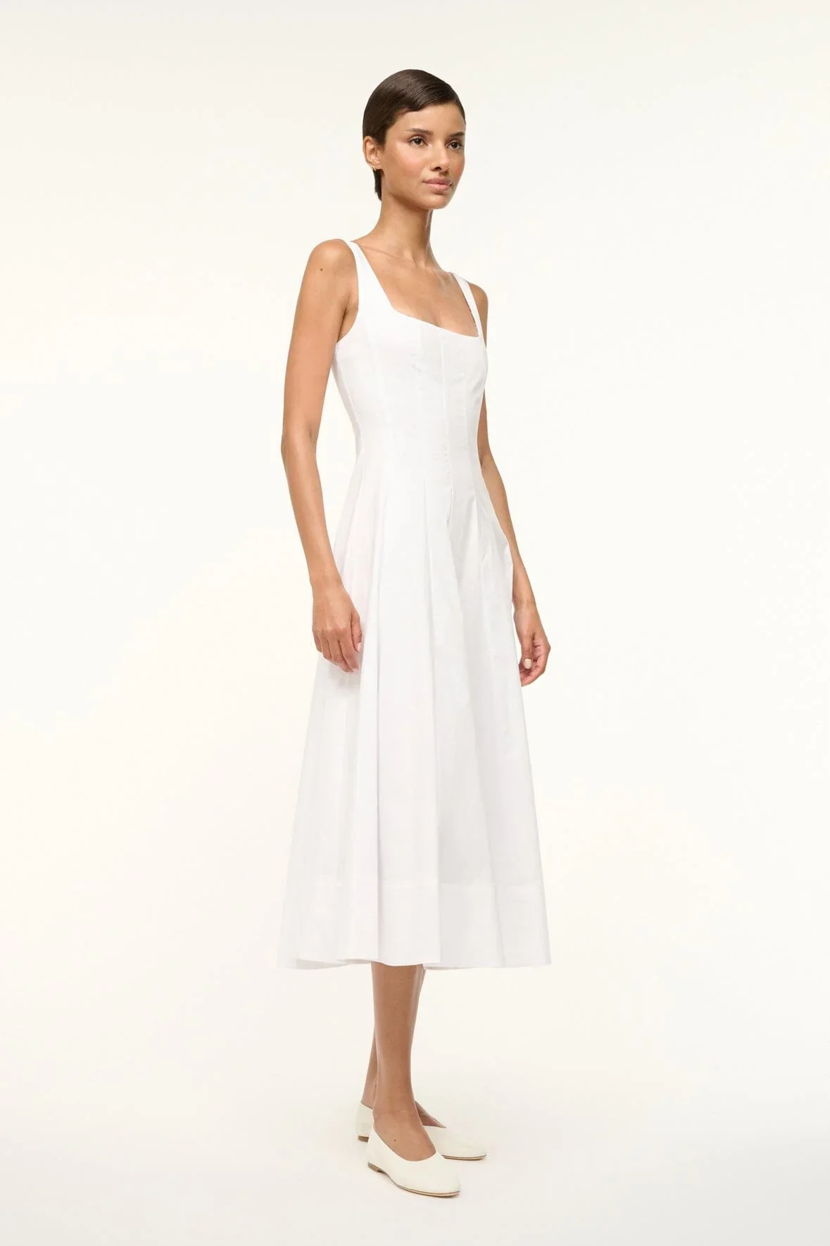 WELLS MIDI DRESS - WHITE - Image 4
