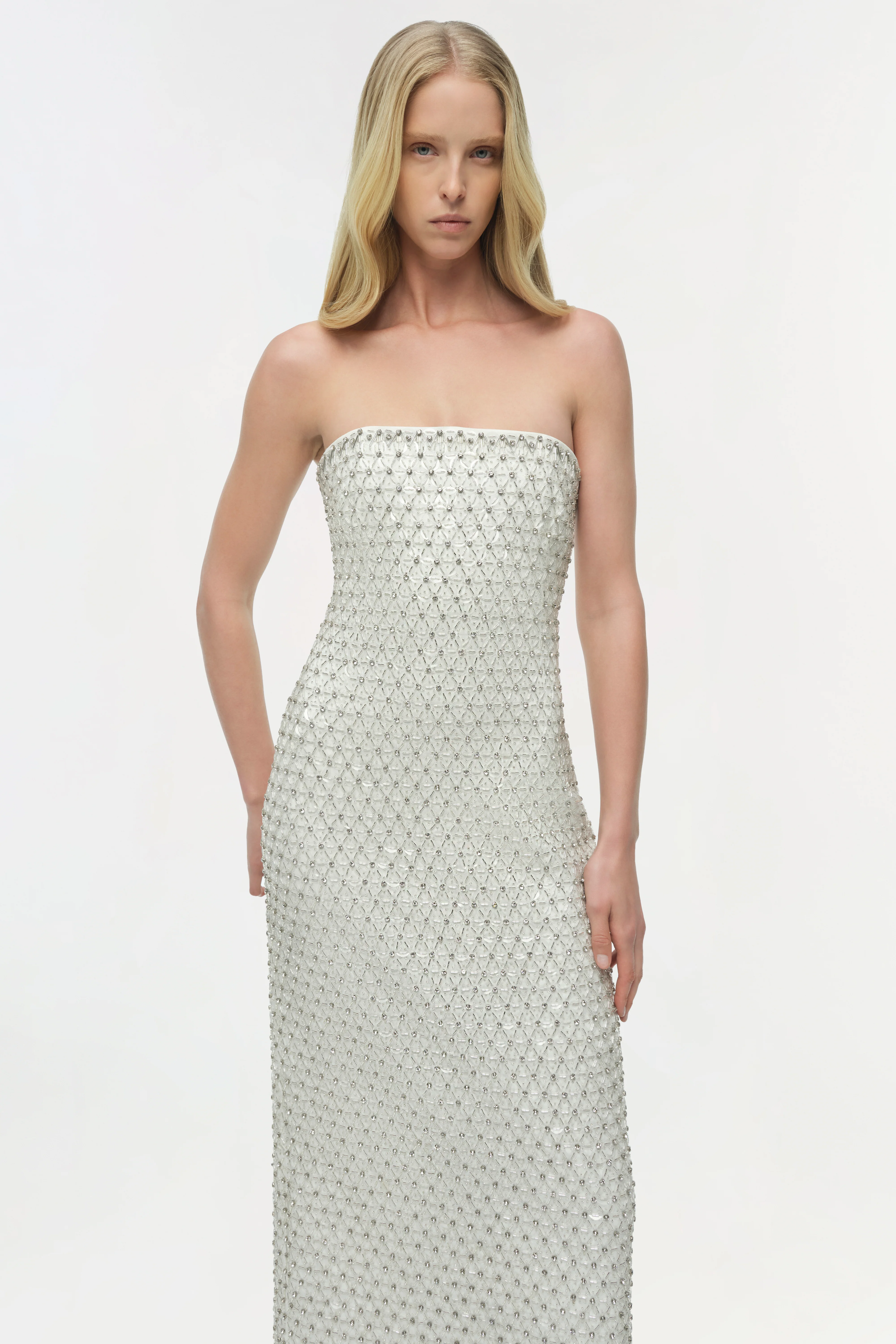 VANESSA EMBELLISHED BUSTIER MIDI DRESS - Image 3